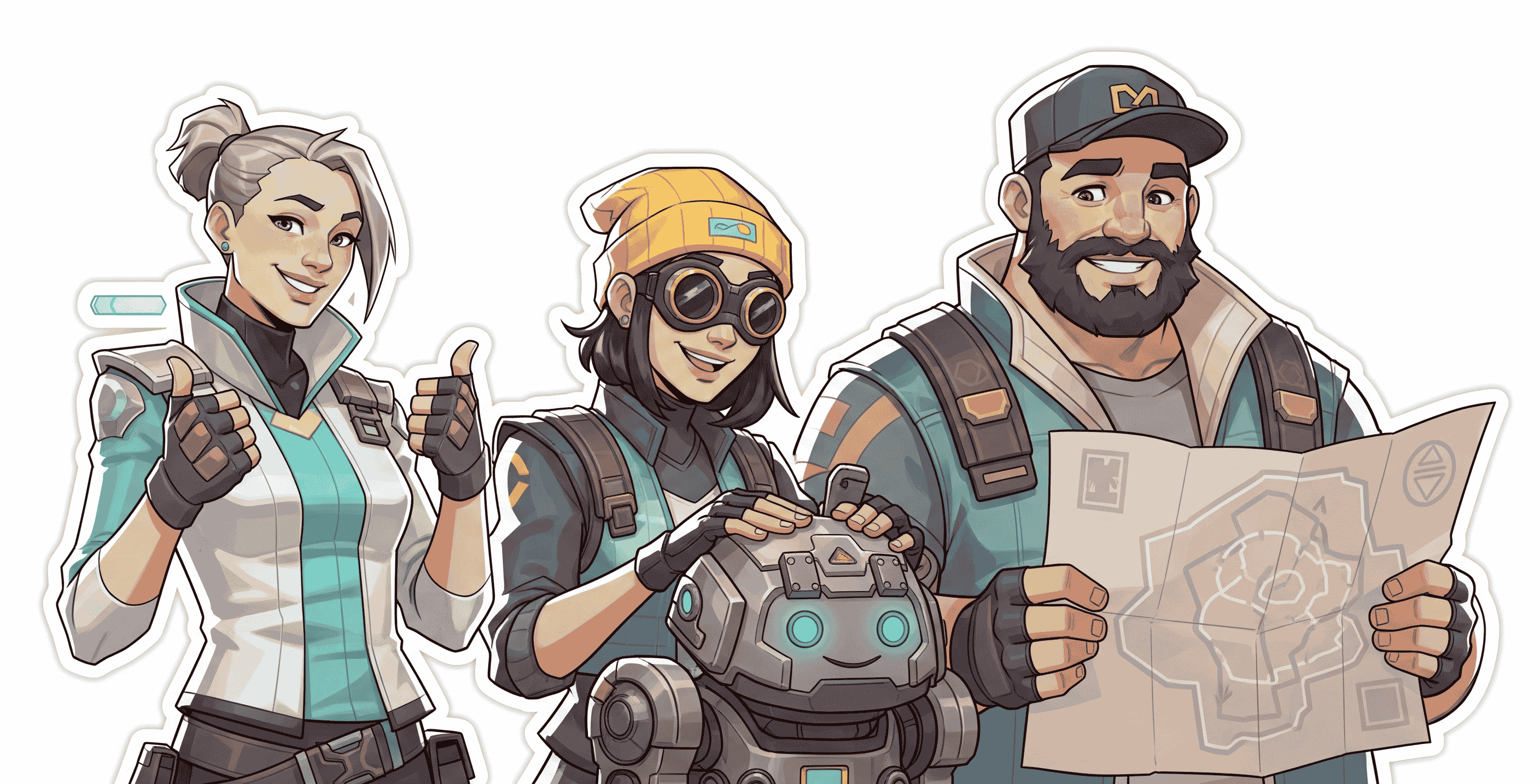 A group of Valorant agents standing together